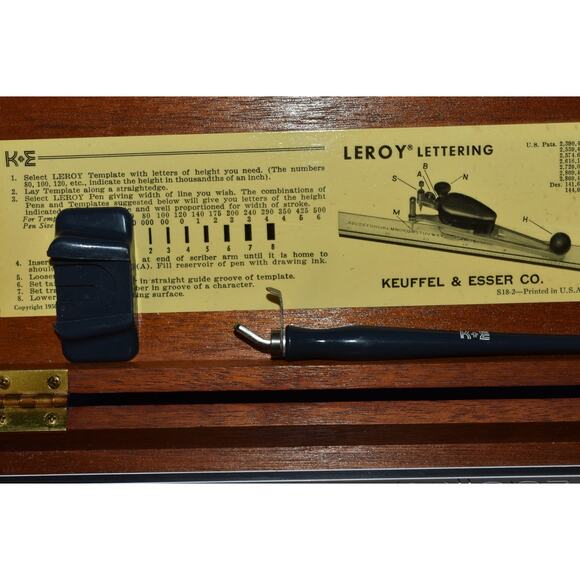 VINTAGE Keuffel & Esser (K&E) Leroy Lettering Set in Wooden Case (SEE PHOTOS) - Picture 8 of 9